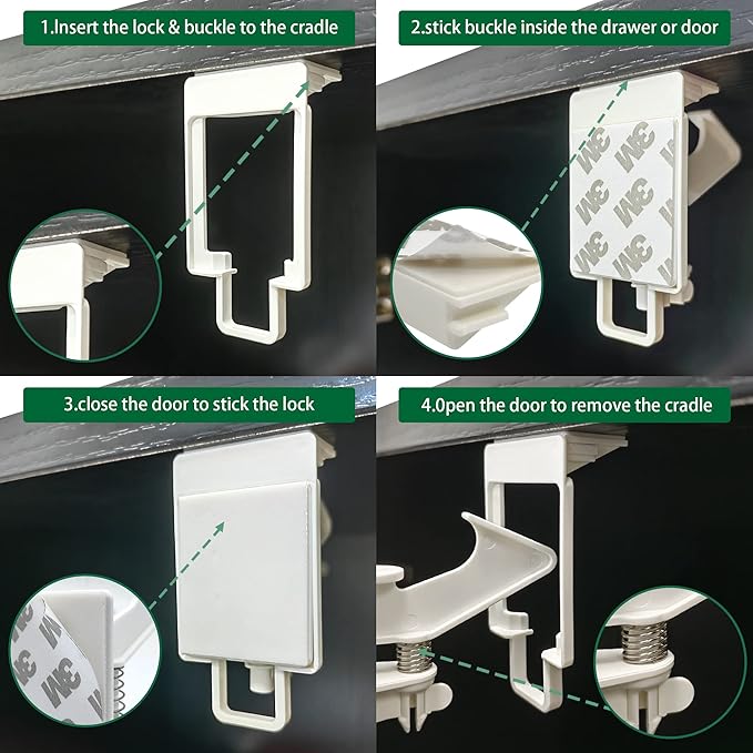 20 Pack Cabinet Locks Child Safety Latches - Vmaisi Baby Proofing Cabinets Drawers Lock - Upgraded Stronger Adhesive Easy Installation - No Drilling