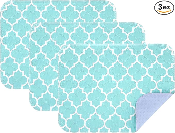 OUTCREATOR® Washable Bed Pads 18" x 24" (Pack of 3), Incontinence Mattress Protector, Anti-Slip Waterproof Underpads for Adults Kids Elderly Pets, Absorbency & Reusable Bedwetting Pads (Green)