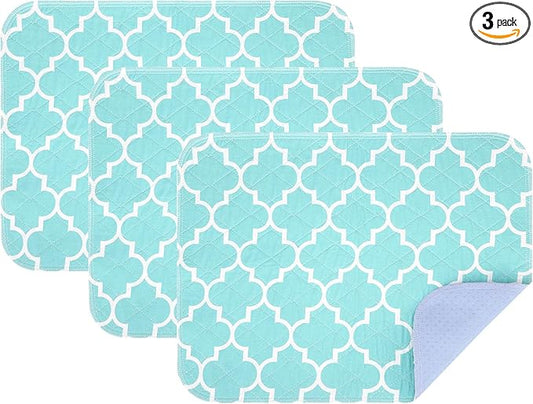 OUTCREATOR® Washable Bed Pads 18" x 24" (Pack of 3), Incontinence Mattress Protector, Anti-Slip Waterproof Underpads for Adults Kids Elderly Pets, Absorbency & Reusable Bedwetting Pads (Green)