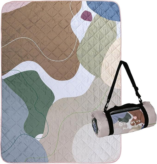 Exclusivo Mezcla Waterproof Picnic Blanket 60x80 Inches Large Multicolor Floral Polyester Sandproof Modern Camping Blanket
