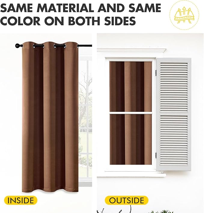 MIULEE Short Curtains for Windows - Mocha Brown Blackout Half Window Curtains Thermal Insulated Privacy Drapes for Kitchen Bedroom Bathroom Grommet Top Small Basement Tiers W40 x L36 Inch 2 Panels