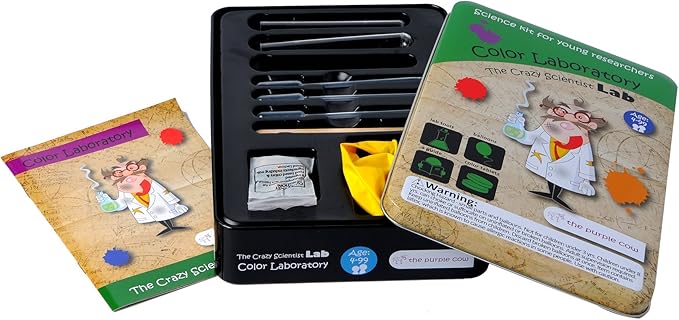 The Purple Cow Crazy Scientist Color Laboratoty - Science Kits for Young Researchers. for Learning & Education - STEM Educational Games for Kids, Boys & Girls, with Instructions