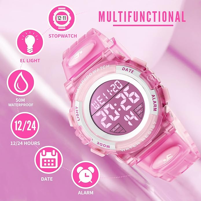 Kids Watch,Boys Watch for 3-15 Year Old Boys,Digital Sport Outdoor Multifunctional Chronograph LED 50 M Waterproof Alarm Calendar Analog Watch for Children with Silicone Band,Kids Gift