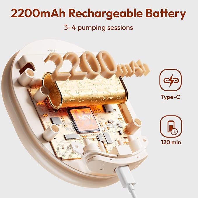 NCVI 8128 Electric Double Breast Pump Breastfeeding with 4 Modes 9 Levels, Rechargeable Pump Machine Strong Suction for Bigger Breast with 21/24mm Flanges Parts, Anti-Backflow Non-Spill and Low Noise