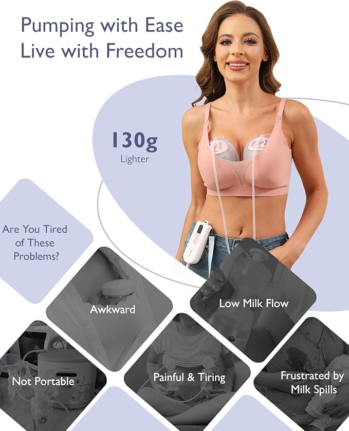 Breast Pump Hands Free K3 Updated,Wearable Breastfeeding Pump with Soft Double-Seal Flange,1800mAh Long Battery Life & LED Display, 3 Modes & 9 Levels Electric Breast Pumps Portable 15-24mm
