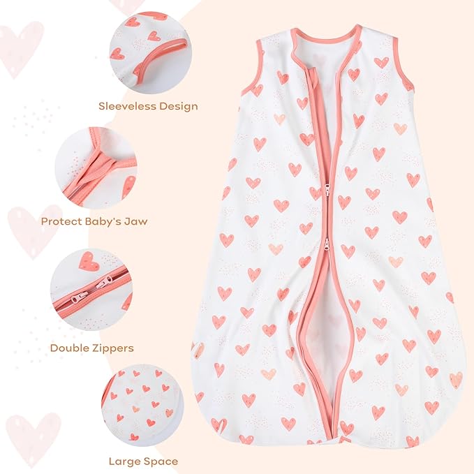 Yoofoss Baby Sleep Sack 12-18 Months Baby Wearable Blanket 100% Organic Cotton 2-Way Zipper TOG 0.5 Toddler Sleeping Sack, Lightweight Sleep Sacks for Babies(Large)