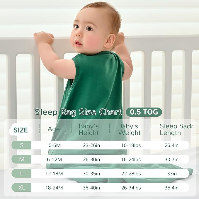 JELLYMONI Baby Sleep Sack 18-24 Months 100% Cotton Wearable Blanket, 0.5 TOG Soft Lightweight Toddler Sleeping Sack 3 Pack 2-Way Zipper Newborn Sleep Sacks