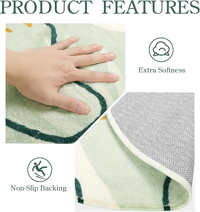 Lahome Green Runner Rugs for Hallway 2x10, Extra Long Washable Non-Slip Kitchen Rug Lightweight Stair Carpet Runner, Boho Botanical Print Soft Entrance Bath Laundry Living Room 2' x 10'