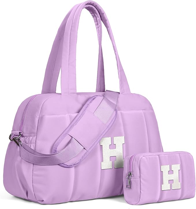 Gift Idea for Women Her-Initial Duffle Bag, Carry On Bags for Women，Overnight Bag with Wet Pocket，Lightweight Travel Bags Personalized Gym Tote with Makeup Pouch