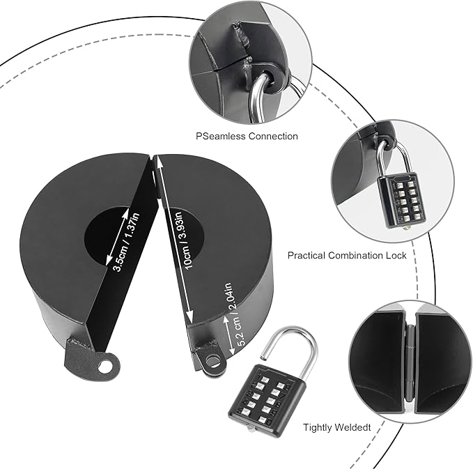 Door Knob Lockout Device with Padlock,Temporary Door Handle Lock Cover for Dementia Patients, Outdoor Water Faucet Lock Cover for Hose Bib Lock、Propane Tank Lock、Water Spigot Lock-Black