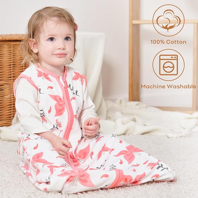 Yoofoss Baby Sleep Sack 12-18 Months Baby Wearable Blanket 100% Organic Cotton 2-Way Zipper TOG 0.5 Toddler Sleeping Sack, Lightweight Sleep Sacks for Babies(Large)