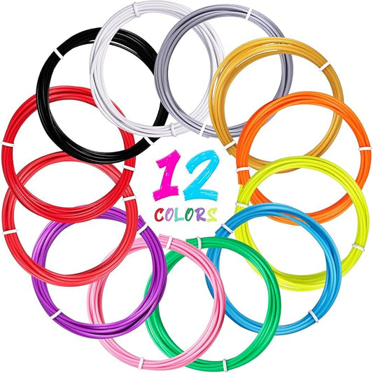 3D Pen Filament Refills 12 Colors Compatible with SCRIB3D MYNT3D PIKA3D 3D Pen for Kids Each Color 10Feet 1.75mm PLA 3D Printing Pen Filament Refills, NOT FIT 3Doodler Start Pen