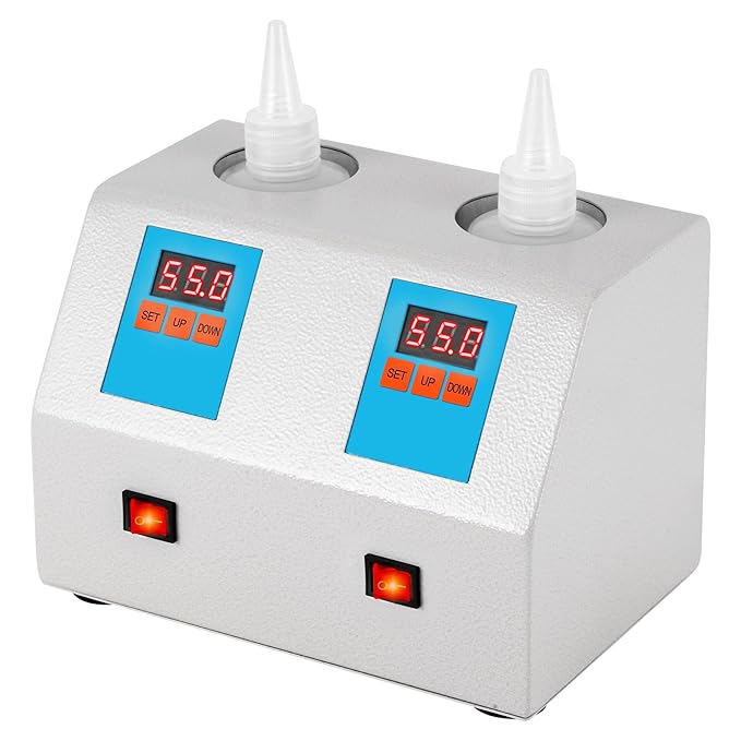 Ultrasound Gel Warmer Digital 2 Bottles Gel Warmer Massage Oil Warmer with 200ml Bottles, Gel Warmer Ultrasound Bottle Warmer for Oil Lotion Cream Gel 68-113℉ 12V