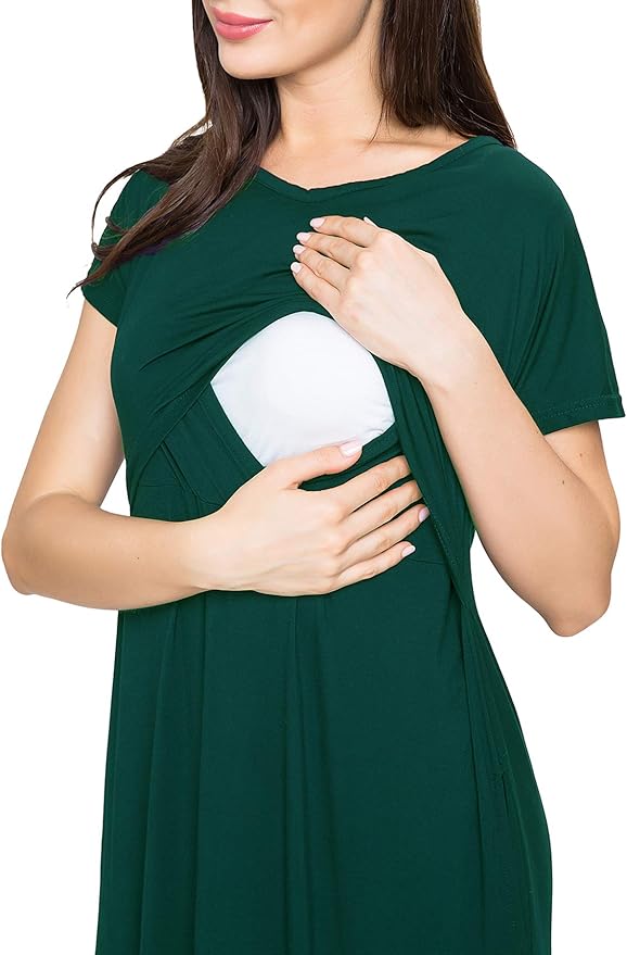 Smallshow Women's Maternity Nursing Dresses Split Long Dress for Breastfeeding