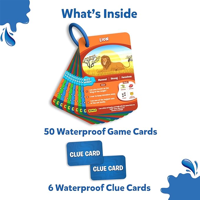 Skillmatics Guess in 10 Splash, Educational Toy & Card Game for Pool, Beach, Boat Trips, Fun Travel Gift for Kids, Teens & Adults, Ages 6, 7, 8, 9 & Up, 2-6 Players