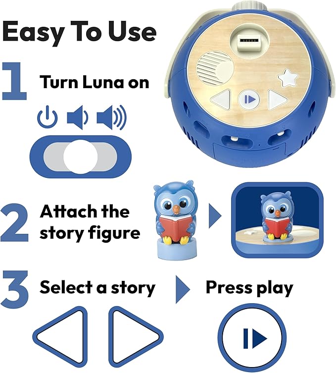 Kids Book Projector - 5 Read-Aloud Stories, 5 Songs, Night Light & Soothing Dream Music | Children Ages 3+ Storytime Projector for Kids & Toddlers | Educational Toys, Owl