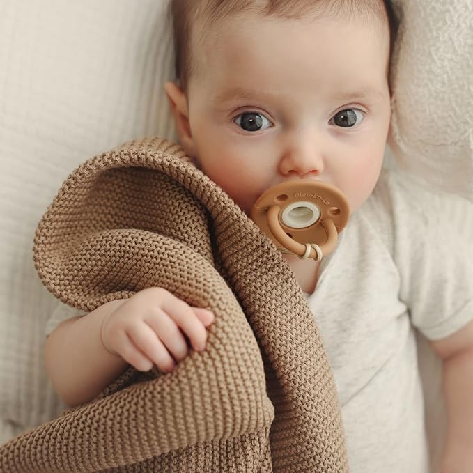 Organic Cotton Heritage Knit Receiving Blanket for Boys - 100% Luxury Soft Organic Cotton - Warm Cozy Swaddle Cuddle Crib Blanket for Newborns Infants & Toddlers (0-2Yrs - Sky Blue)