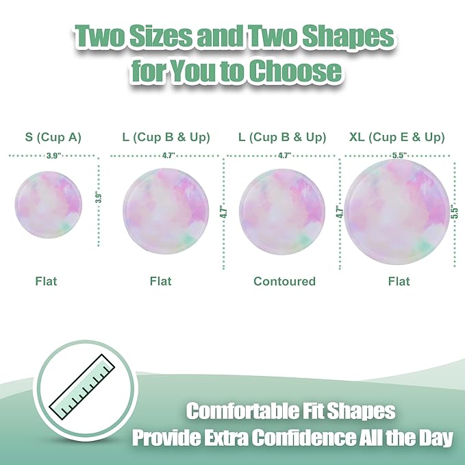 wegreeco Nursing Breast Pads (14 Pack) + Laundry Bag & Travel Storage Bag, 4.7 inch - Washable & Reusable Breastfeeding Nursing Pads (Plain Shape, Dreamy, Large)