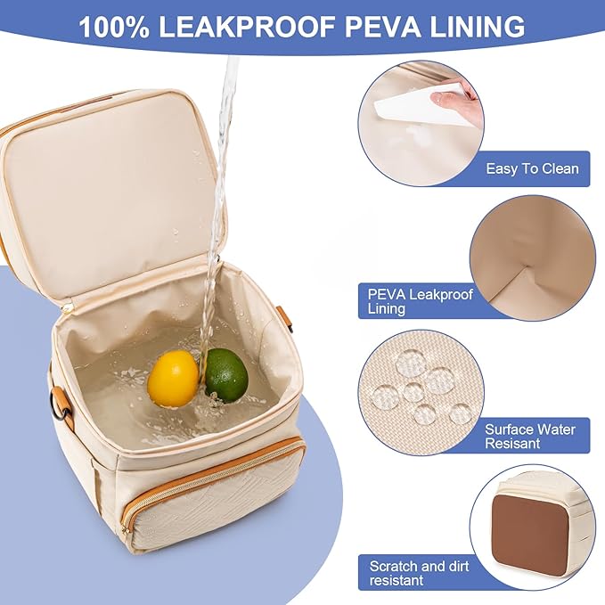 Insulated Breastmilk Cooler Bag with Ice Pack - Holds 6x9oz Bottles, Leakproof Double Layer, Baby Bottle Cooler Bag with Adjustable Strap for Nursing Moms, Daycare & Travel