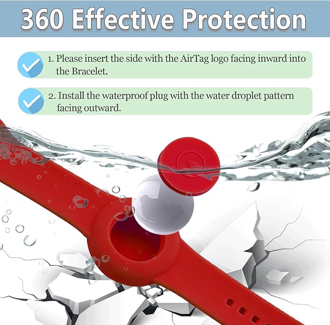 Waterproof Bracelet for AirTag Kids, Personalized Initial Letter Hidden Holder Compatible with Air Tag, Silicone Case for Airtag Adjustable Anti-Lost GPS Tracker for Toddler Child Elder, R