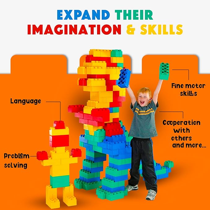 Big Blocks for Kids Ages 4-8, Indoor & Outdoor Blocks for Kids Jumbo Games, Large Building Blocks (96 PC) Standard Set