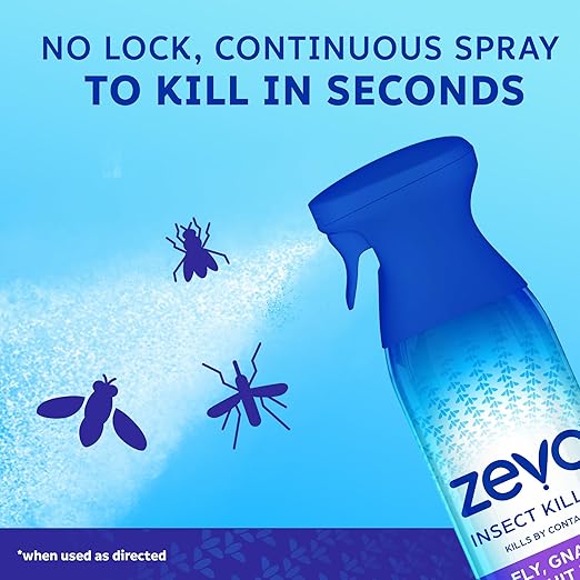 Zevo Flying Insect Killer Spray - Bug Spray for Home Use - Versatile Gnat, Mosquito, Fruit Fly Killer & More - with Rosemary & Cornmint Oil - for Indoor & Outdoor Use (2 Bottles)