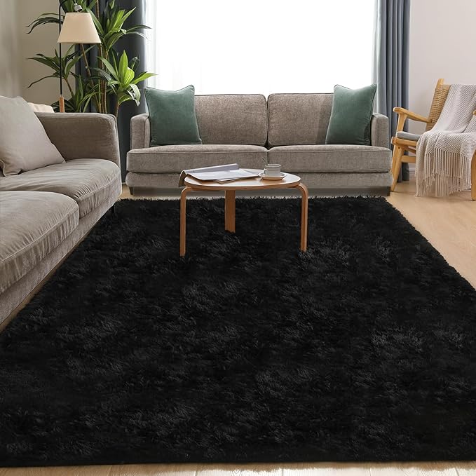 3x5 Black Rug, Area Rugs for Living Room, Soft Plush Area Rugs for Bedroom, Non-Slip Indoor Carpet for Nursery, Study Room, Playroom, Home Decor