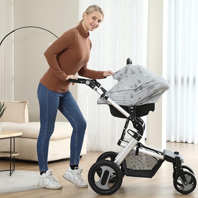 Multi-use Cover Carseat Canopy - Car Seat Covers for Babies, Breastfeeding Cover (Grey Grove)