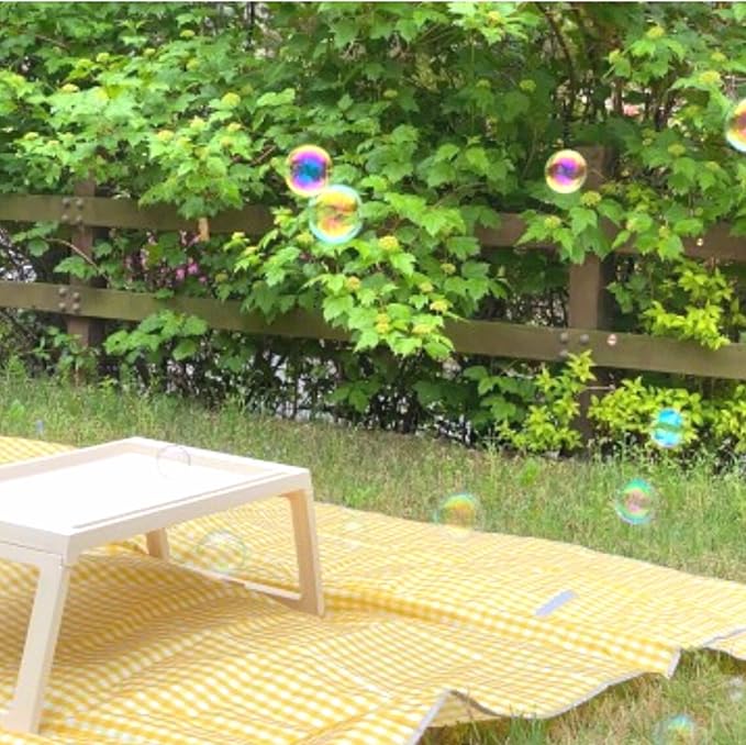 Cute Gingham Picnic Blanket, Waterproof Foldable, in Large 80x60in and Extra Large 80x80in, Portable Compact Beach Blanket, Oversized XL Outdoor Mat (Yellow, X-Large)