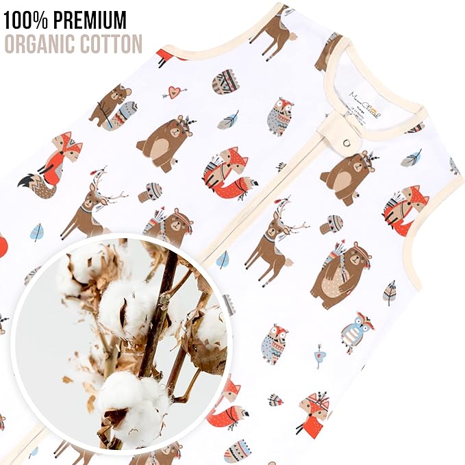 Mama Cheetah Baby Sleep Sack 0.5 TOG, Organic Cotton Baby Wearable Blanket with Two-Way Zipper, Swaddle Transition Baby Sleeping Bag for Newborn Infant Toddler Boy Girl, 24-48 Months