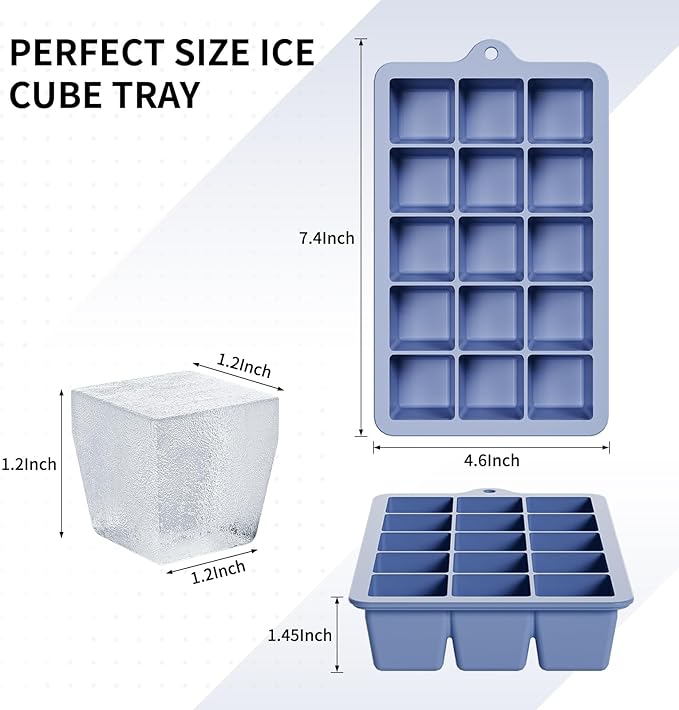 Silicone Ice Cube Tray 3 Pack, HANCELANT Ice Cube Mold, Ice Trays for Freezer with Lid for Whiskey, Baby Food, BPA Free, Easy Release