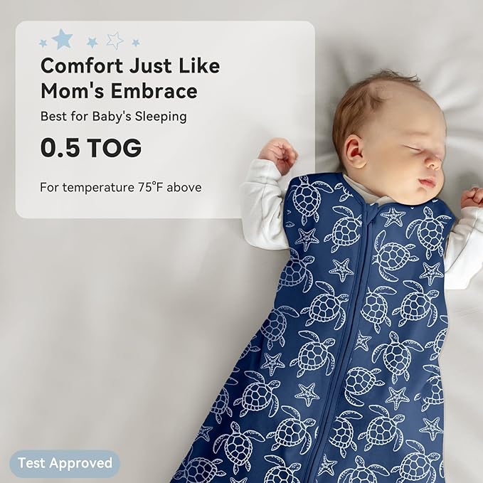 Baby Sleep Sack 12-18 Months 0.5 Tog Wearable Blanket Baby, 3 Pack 100% Cotton Lightweight Sleeping Sack with 2-Way Zipper for Infant Toddler Shark