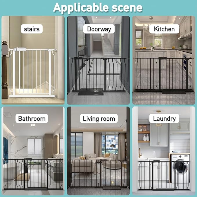 WAOWAO Baby Gate 4.71" Extra Wide Pressure Mounted Walk Through Swing Auto Close Safety White Metal Toddler Kids Child Dog Pet Puppy for Stairs,Doorways,Kitchen
