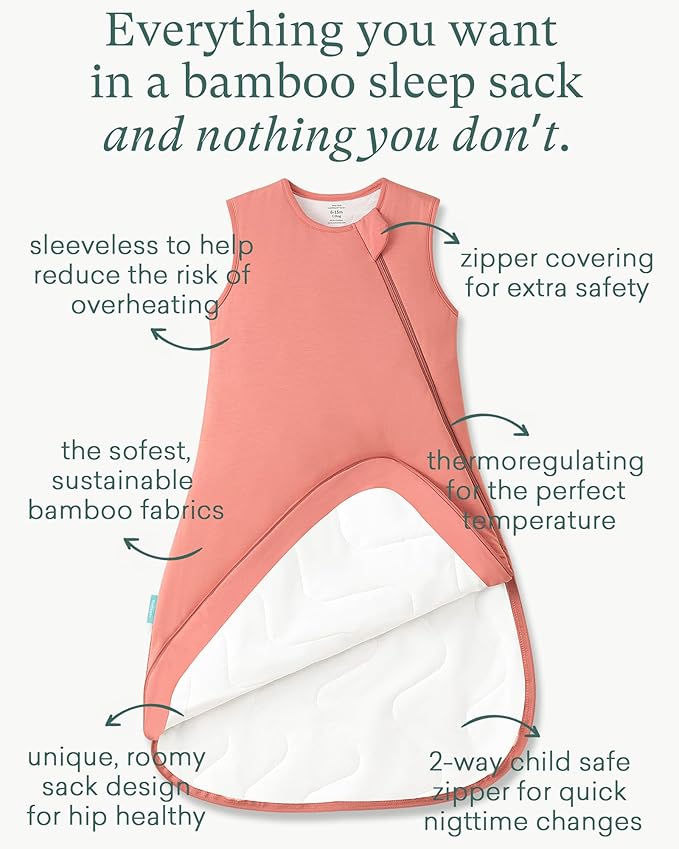 Supersoft Sleep Sack 1.0 TOG, Premium Bamboo Viscose Baby Sleeping Bag 2-Way Zipper Sleep Sack Baby Wearable Blanket