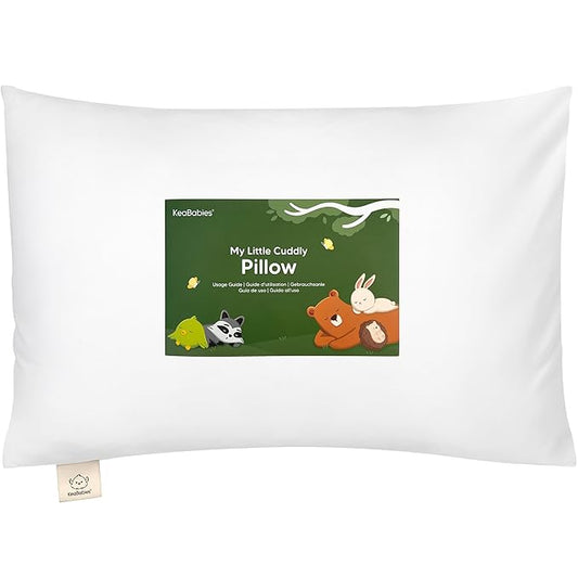 Toddler Pillow with Pillowcase - 13x18 My Little Cuddly Pillow, Viscose Derived From Bamboo Nursery Toddler Pillows for Sleeping,Kids Pillow,Small Travel Pillows,Mini Toddler Bed Pillow (Soft White)