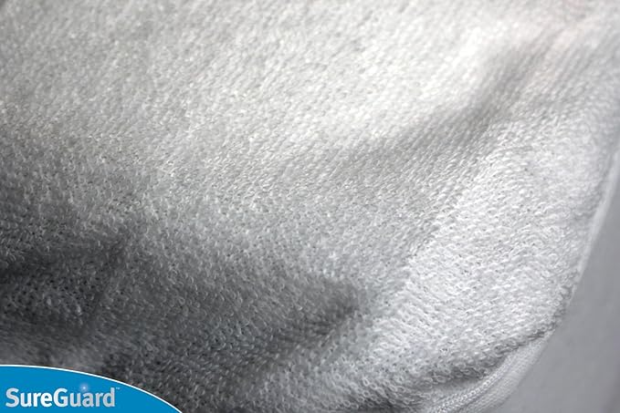 SureGuard Full Size Mattress Protector - 100% Waterproof, Hypoallergenic - Premium Fitted Cotton Terry Cover White