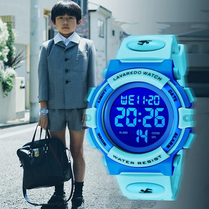 Kids Watch,Boys Watch for 3-15 Year Old Boys,Digital Sport Outdoor Multifunctional Chronograph LED 50 M Waterproof Alarm Calendar Analog Watch for Children with Silicone Band,Kids Gift