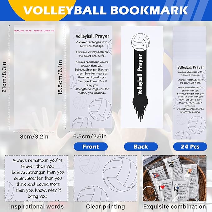 LiYiQ 72 Pcs Volleyball Party Favors Volleyball Team Gifts Volleyball Goodie Bags Stuffers Volleyball Ballpoint Pens Bookmark Card and Silicone Bracelet