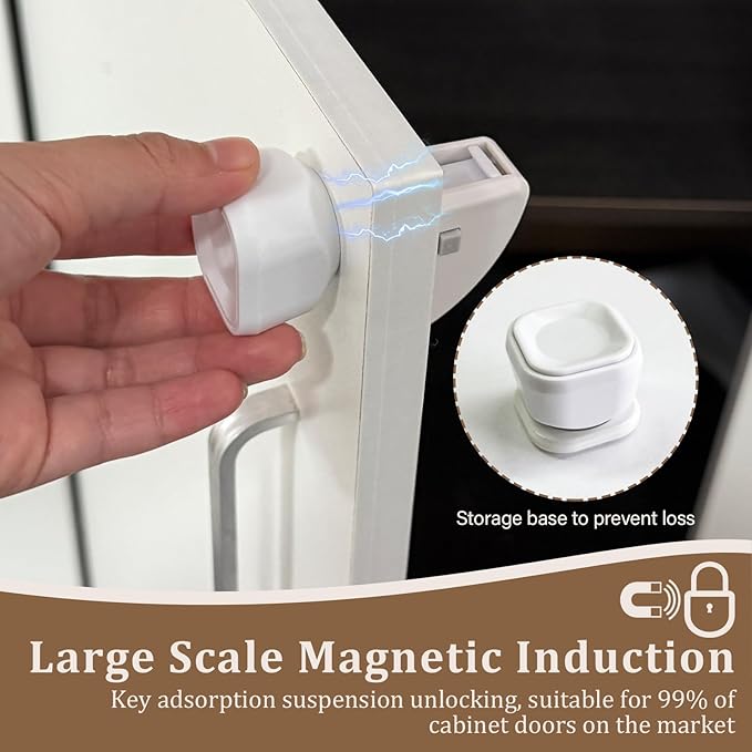 Magnetic Cabinet Locks for Baby Safety, Children Proof Cupboard Drawers Latches, Safe & Easy Install, Multi-Purpose Adhesive No Need for Screws or Tools(12 locks and 2 Keys)