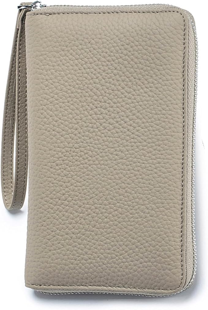 Leather Travel Wallet, Passport Wallet for Travel, Passport Holder for Family with RFID Blocking, with Zippered Pocket and Cash Slot, for Secure Traveling and Documentation Organizer (Eephant Grey)