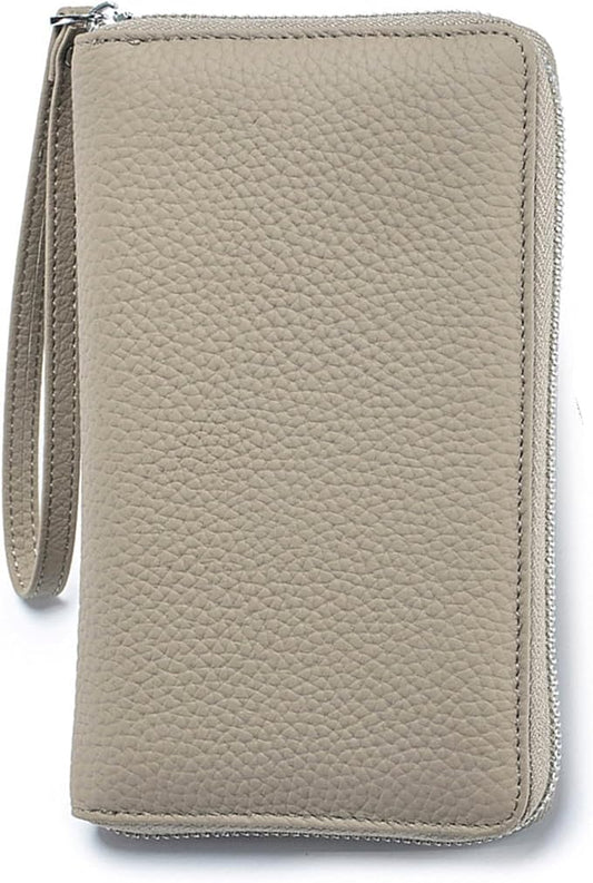 Leather Travel Wallet, Passport Wallet for Travel, Passport Holder for Family with RFID Blocking, with Zippered Pocket and Cash Slot, for Secure Traveling and Documentation Organizer (Eephant Grey)