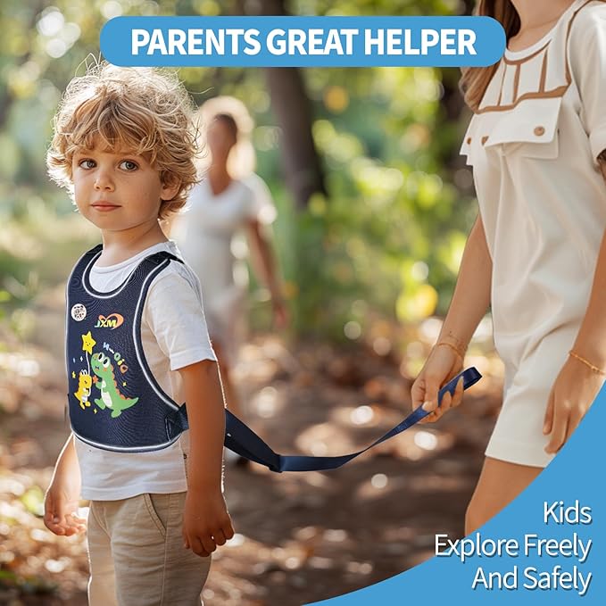 2025 New Safety Harness for Autism and Special Needs Child (3-6 yrs), Anti-Elopement Vest Harness with Light Reflector and Grab Handle for Active, Autistic ADHD Kids,Adjustable Tether Leash with Pouch