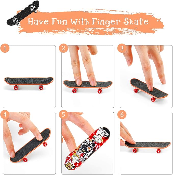 Skylety 31 Pieces Mini Finger Toys Set for Boy Girl Includes 6 Finger Skateboards, 4 Bikes, 2 Mini Scooters 4 Swing Board 8 Matched Wheels 7 Tool Accessories Educational Toy Party Favor(Cool)