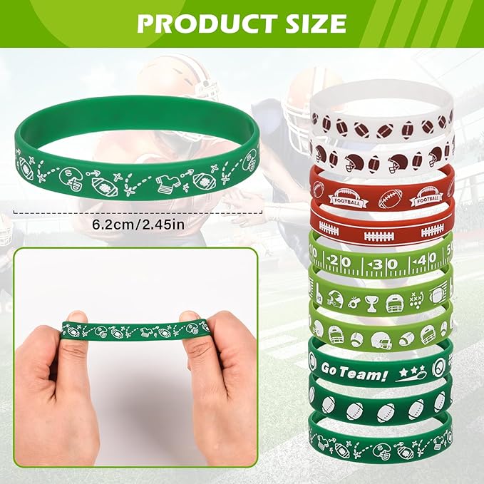 LiYiQ 72 Pcs Football Party Favors Football Team Gifts Football Goodie Bags Stuffers Football Ballpoint Pens Bookmark Card and Silicone Bracelet