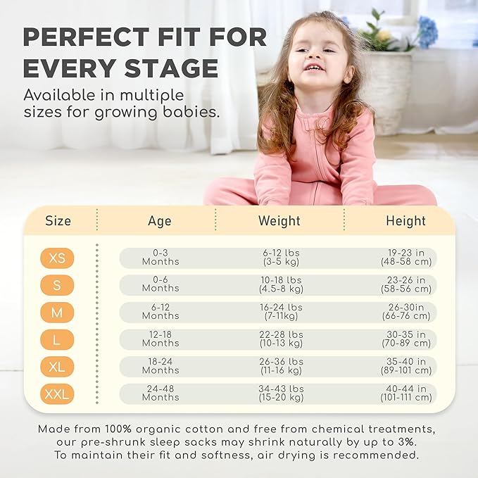 Mama Cheetah Baby Sleep Sack with Sleeves, 0.5 TOG Organic Cotton Wearable Blanket and Two-Way Zipper, Swaddle Transition Long Sleeve Sleeping Bag for Newborn Infant Toddler, 12-18 Months