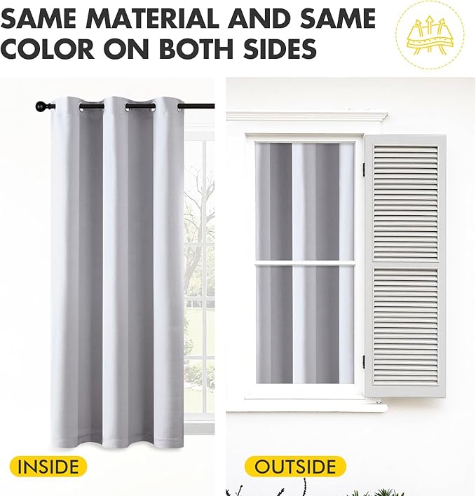 MIULEE Short Curtains for Windows - Greyish White Blackout Half Window Curtains Thermal Insulated Privacy Drapes for Kitchen Bedroom Bathroom Grommet Top Small Basement Tiers W40 x L36 Inch 2 Panels