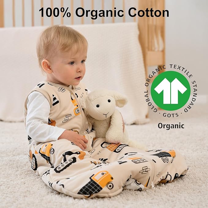 Yoofoss Baby Sleep Sack 18-24 Months, 1.5 Tog Baby Wearable Blanket with 2-Way Zipper, 100% Cotton Organic Fabric Winter Infant Sleeping Sack, Warm Soft Comfy