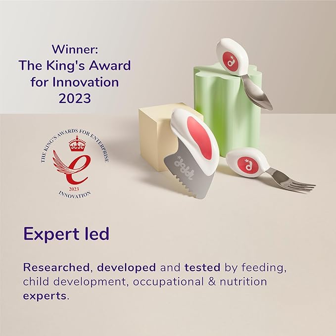 doddl Toddler Utensils, Ergonomic Fork Spoon and Knife Set for Self Feeding, Stainless Steel Silverware for 1-3 Year Olds, BPA Free, Dishwasher Safe (Aqua)