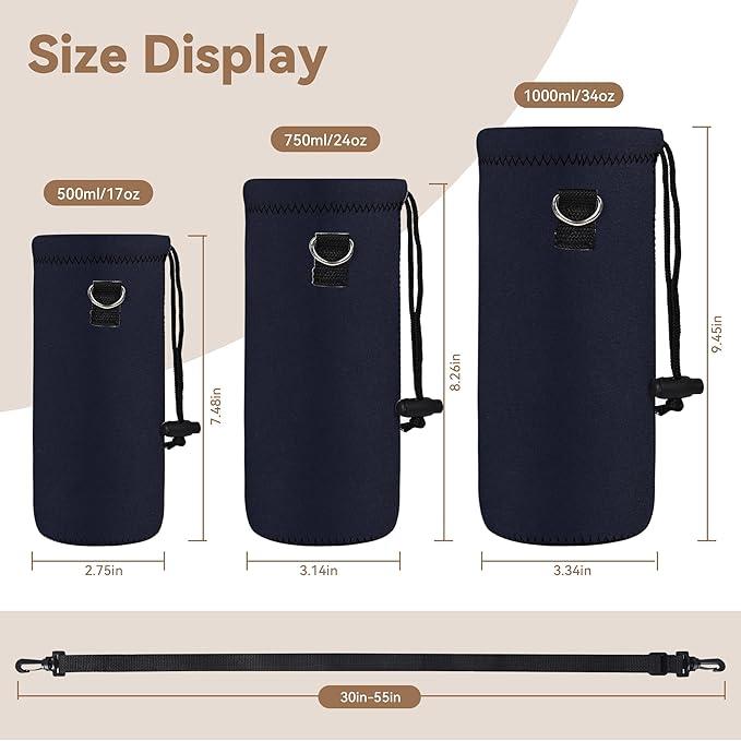 AUPET Water Bottle Bag Carrier,24oz/32oz Insulated Neoprene bottle Sling Holder Case Pouch Cover for 1000ML/750ML Bottles with Shoulder Strap for walking