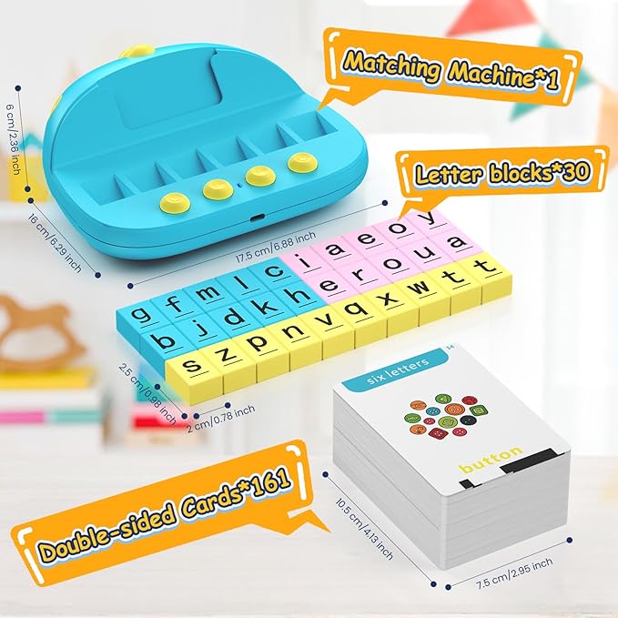 Phonics Flash Cards for Toddlers, Matching Letter Game Learning Toys for Kid, Autism Speech Therapy Materials 322 Sight Words,Boy Girl Birthday